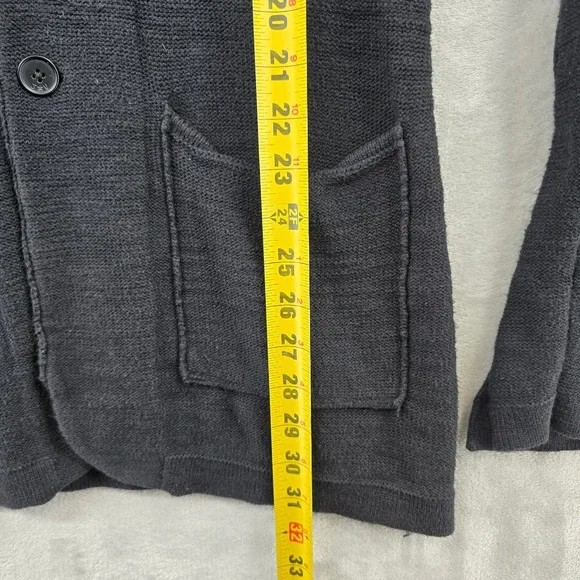 John Varvatos Cardigan Mens Medium Black‎ Cotton Linen Shawl Collar Sweater